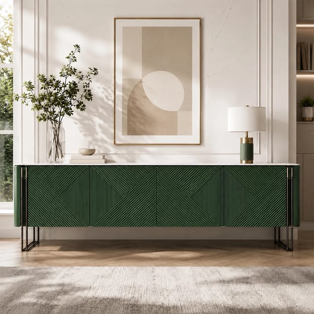 70.9" Contemporary Engineered Wood TV Stand with Cabinets