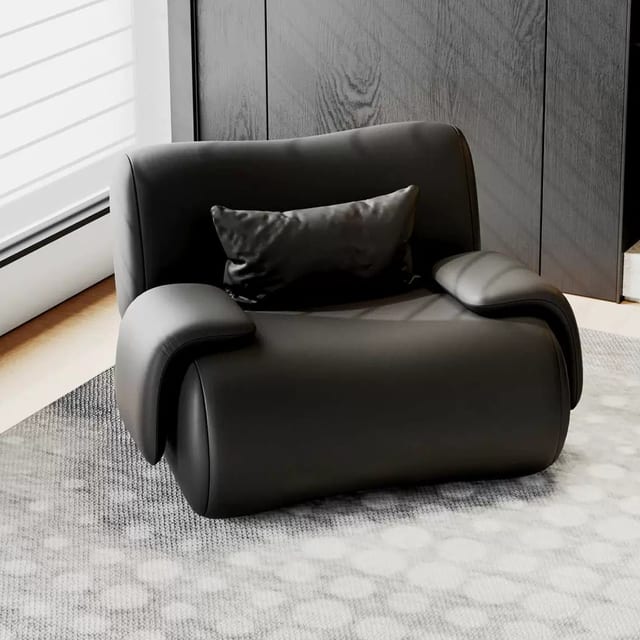 33.5" Contemporary Leather Curved Sofa