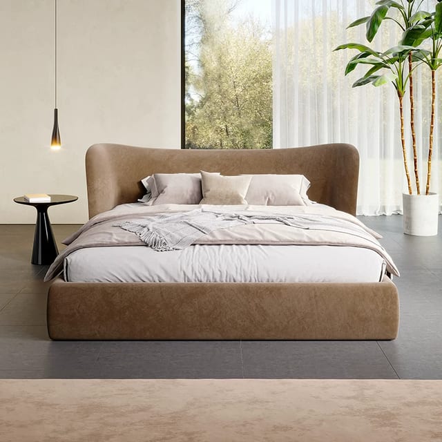90.2" Solid wood Plush Upholstered Minimalist Bed
