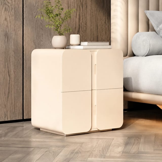 21.7" Minimalist Solid Wood Nightstand with Drawers