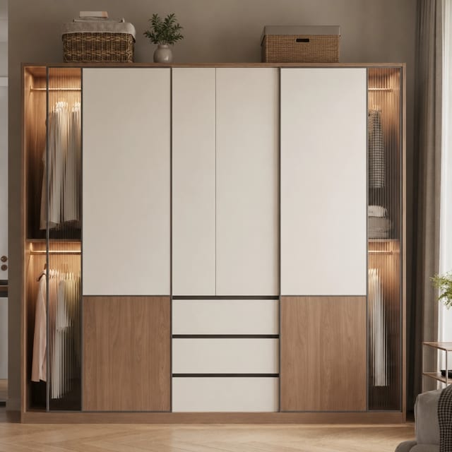 70.9" Modern Engineered Wood Wardrobe & Armoires with Sliding Doors