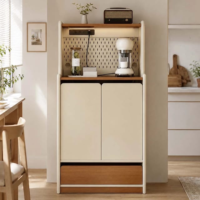 26.8" Scandinavian Engineered Wood Coffee Cabinet with Drawers