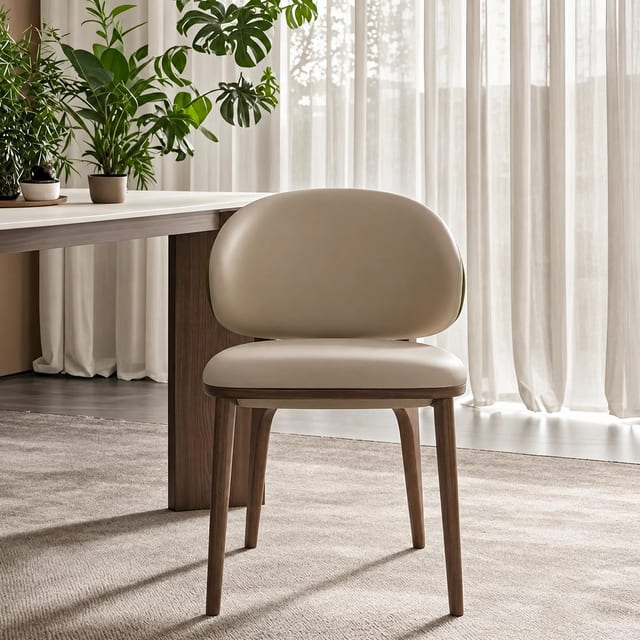 Mid-Century Modern Microfiber Leather Upholstered Dining Chair