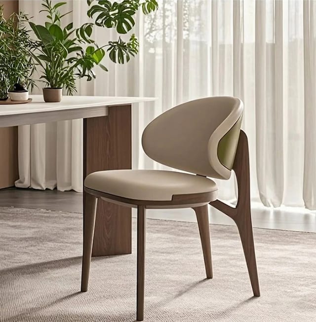 Mid-Century Modern Microfiber Leather Upholstered Dining Chair