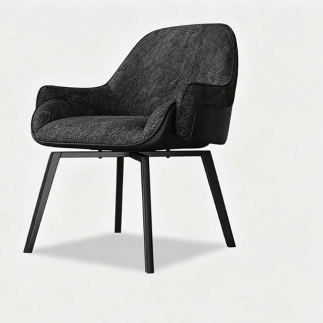 Modern Fabric 360° Swivel Dining Chair with Contoured Back