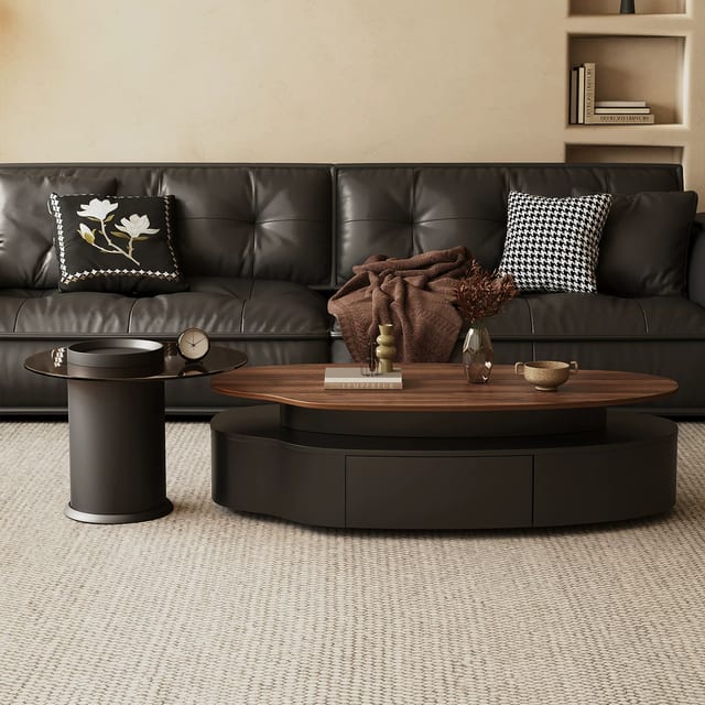 47.2" Contemporary Solid Wood Oval Coffee Table