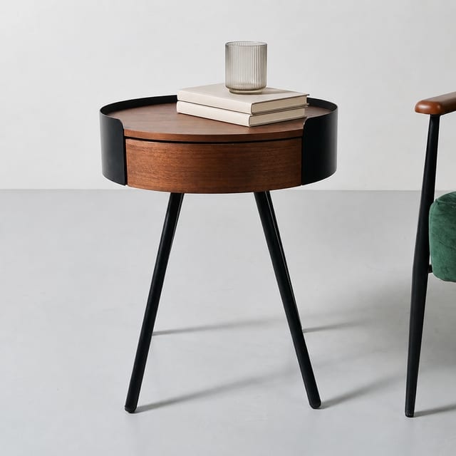 17.5" Modern Engineered Wood Round Side Table
