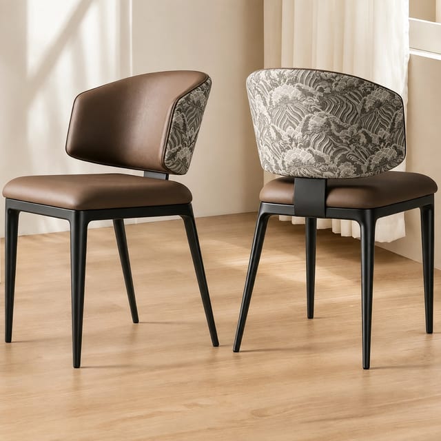 Minimalist Microfiber Leather Dining Chair Armless