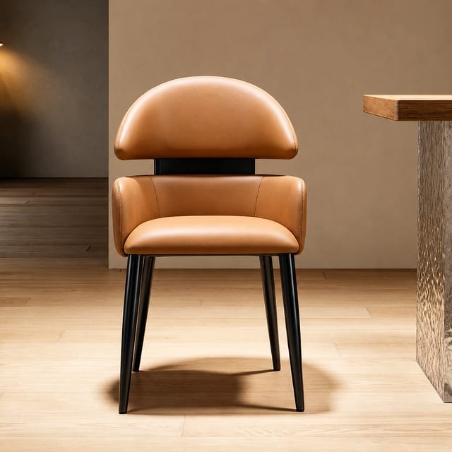 Contemporary Faux Leather Dining Chair with Arms