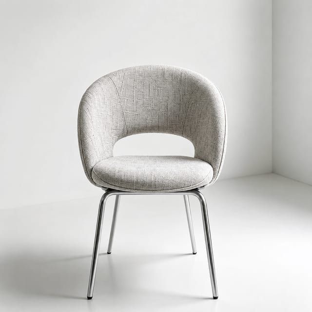 Mid-Century Modern Fabric Dining Chair with Arms