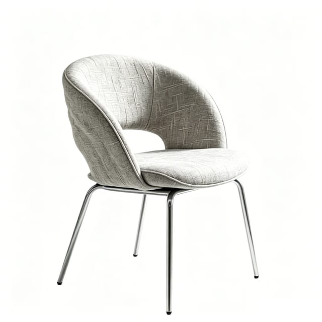 Mid-Century Modern Fabric Dining Chair with Arms