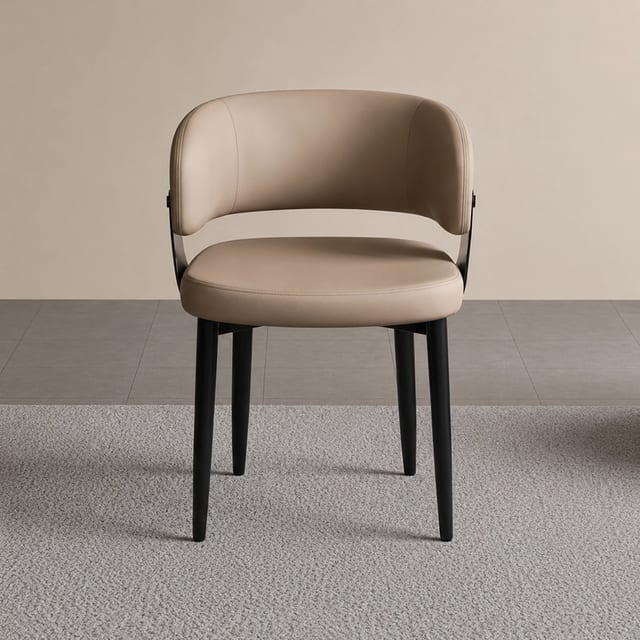 Khaki Modern Microfiber Leather Upholstered Dining Chair