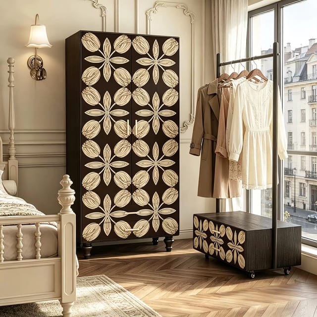 35.4" Luxury Solid Wood Wardrobe & Armoires with Drawers