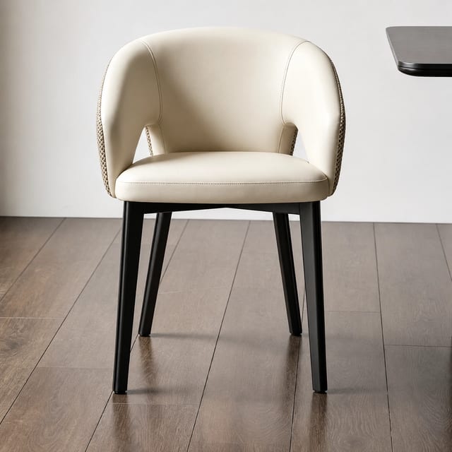 Minimalist Microfiber Leather Dining Chair with Arms