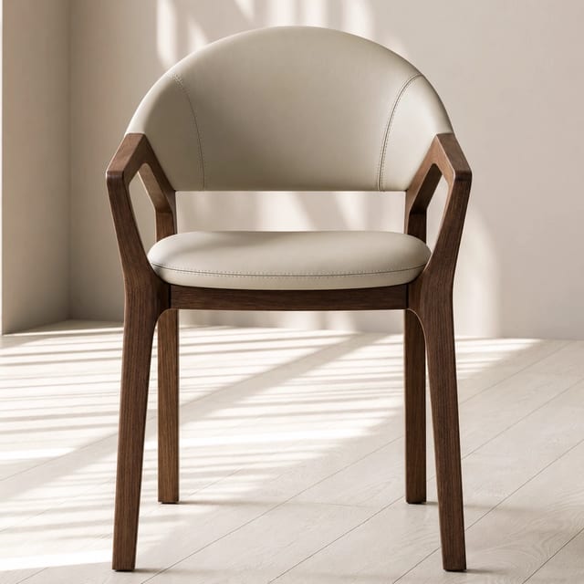 Modern Microfiber Leather Upholstered Dining Chair with Arms