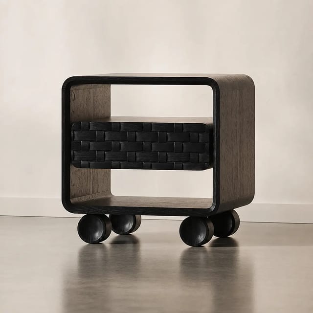 19.7" Contemporary Solid Wood and Ashwood Veneer Nightstand with Drawers