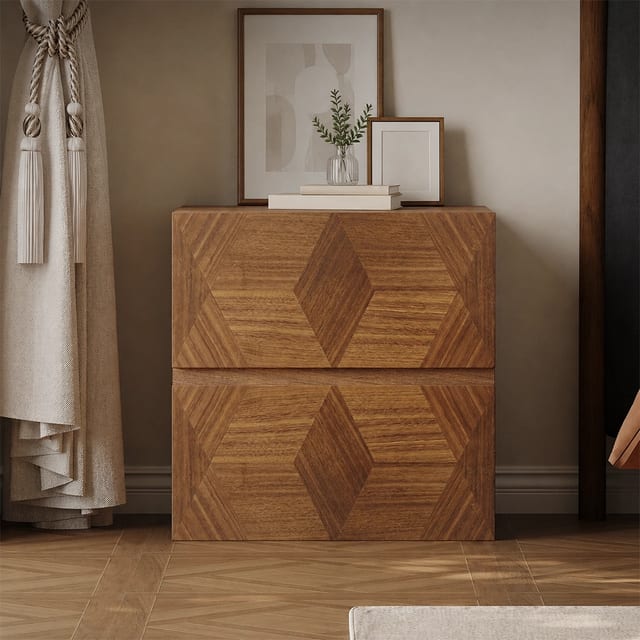 19.7" Modern Plywood Nightstand with Drawers