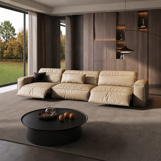 111" Contemporary Leather Reclining Sofa
