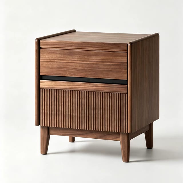 17.7" Mid-Century Modern Solid Wood Nightstand with Drawers