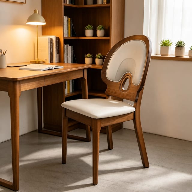 Mid-Century Modern Upholstered Faux Leather Dining Chair