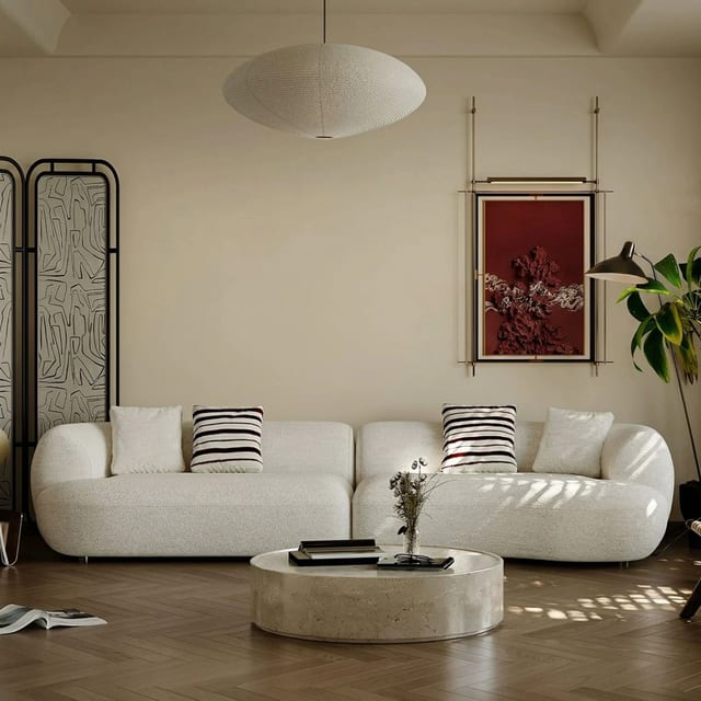 118.1 inch Contemporary Fabric Curved Modular Sofa