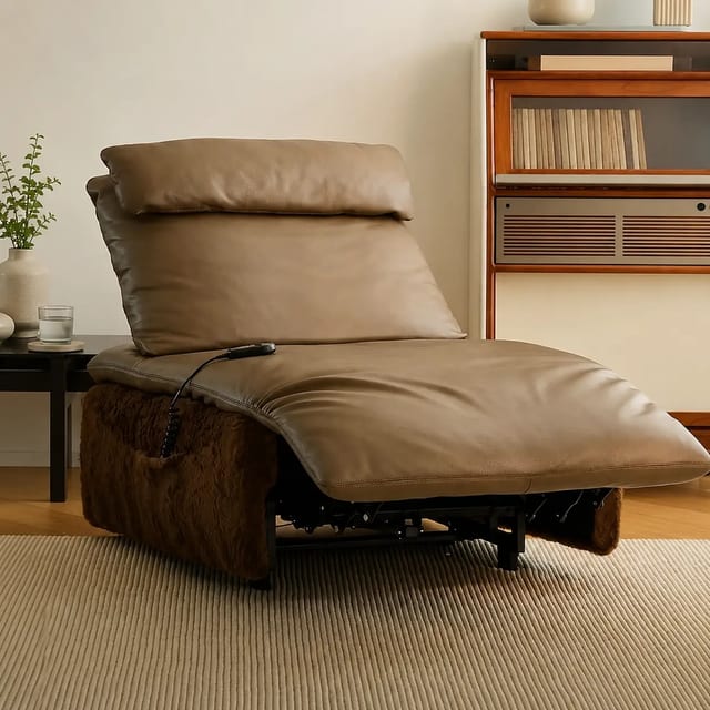 35.4" Contemporary Leather Reclining Sofa