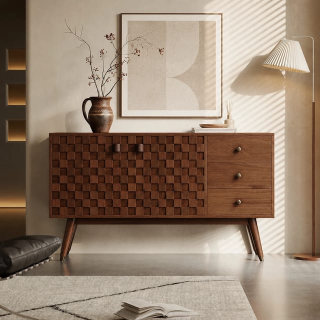 59.06" Mid-Century Modern Plywood Sideboard with Storage