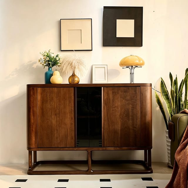 54.3" Mid-Century Modern Solid Wood Sideboard with Storage