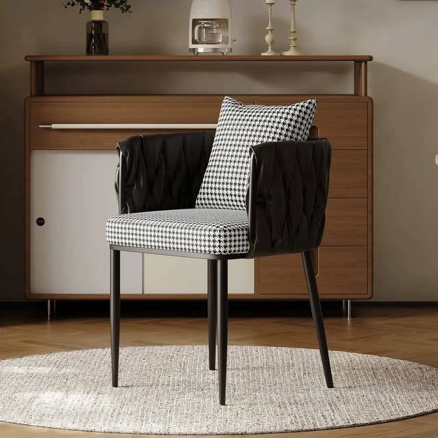 Luxury Fabric Dining Chair with Wicker Back