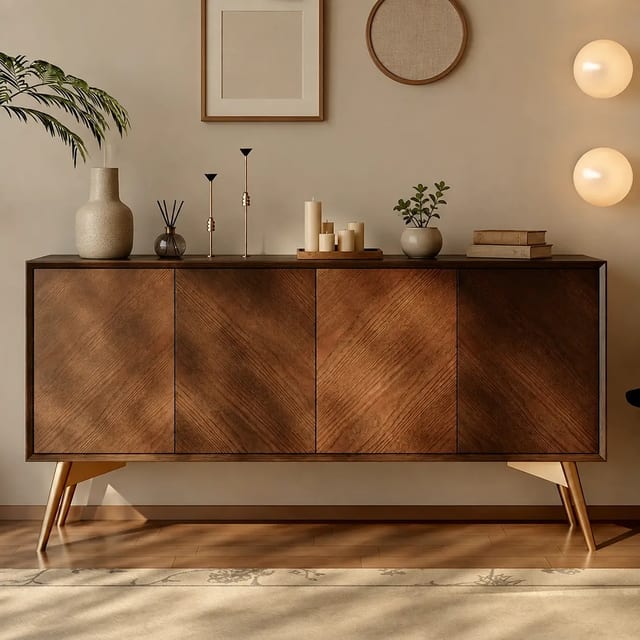 47.2" Mid-Century Modern Solid Wood Sideboard with Storage