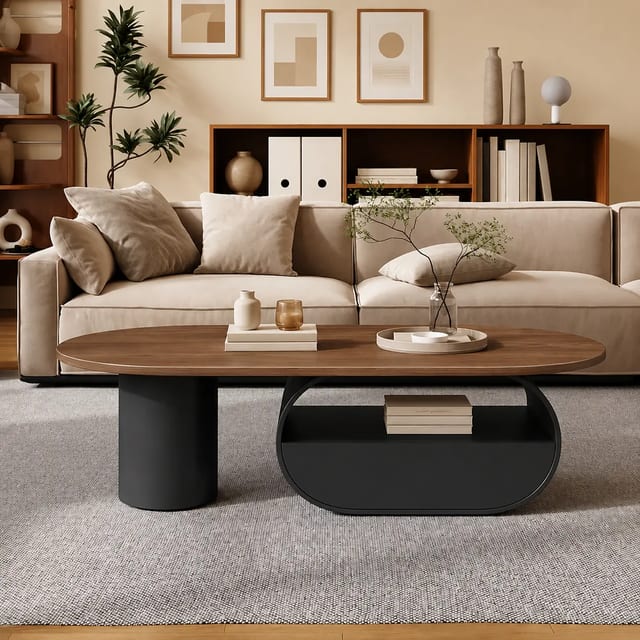 47.2" Modern Engineered Wood Oval Coffee Table