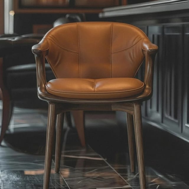 Mid-Century Modern Microfiber Leather Dining Chair with Arms