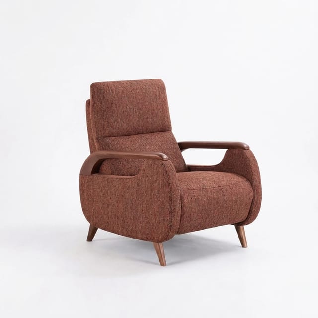 37" Mid‑Century Modern Upholstered Fabric Lounge Chair