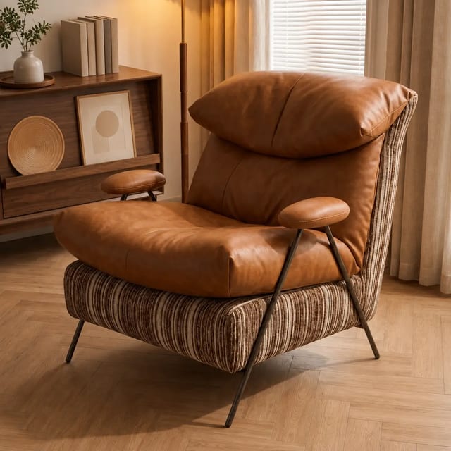 33.5" Mid‑Century Modern Upholstered Fabric Lounge Chair