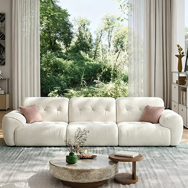 126" Contemporary Fabric Tufted Sofa
