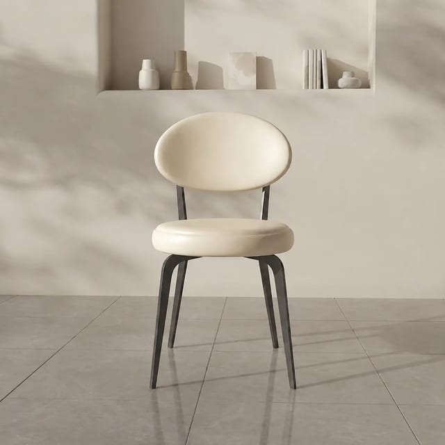 Modern PU Leather Dining Chair with Curved Back
