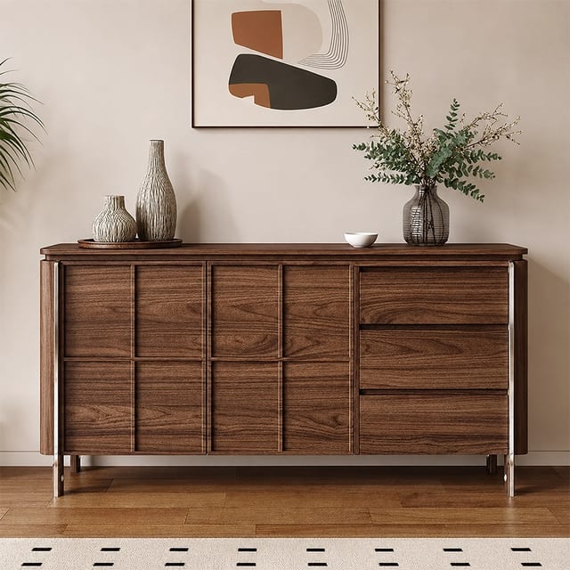 47.24" Mid-Century Modern Solid Wood Sideboard with Storage
