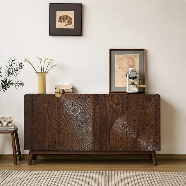 39.4" Minimalist Solid Wood Sideboard with Storage