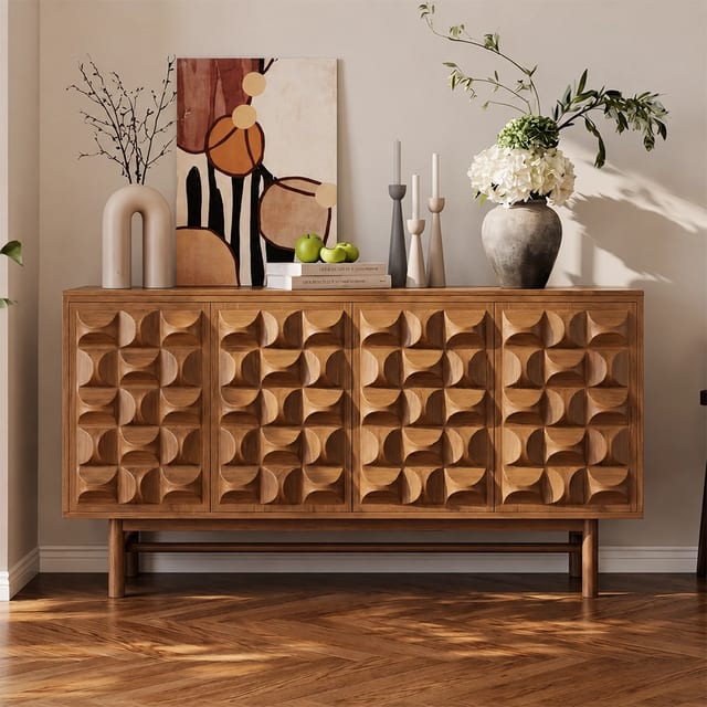 59.1" Mid-Century Modern Plywood Sideboard with Storage