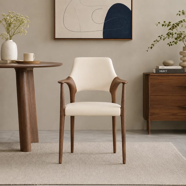 Modern Microfiber Leather Dining Chair with Arms