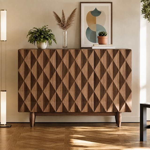 59.1" Mid-Century Modern Plywood Sideboard with Storage