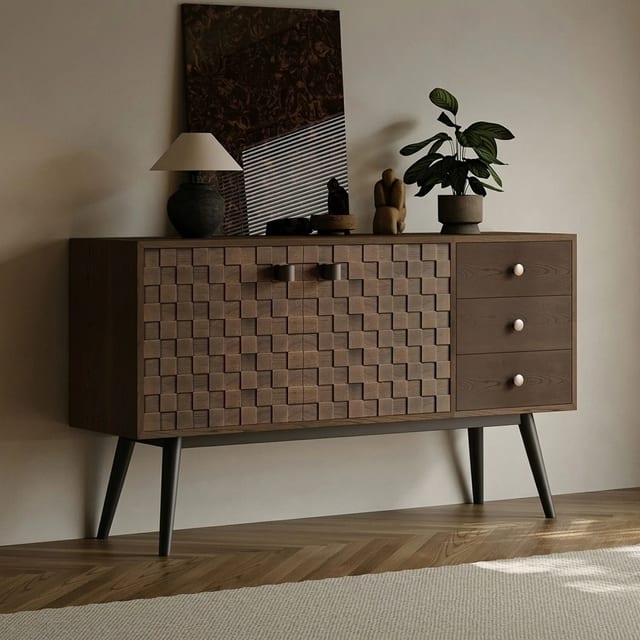 59.1" Mid-Century Modern Plywood Sideboard with Storage