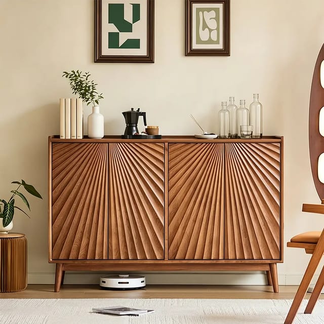 59.1" Art Deco Solid Wood Sideboard with Storage