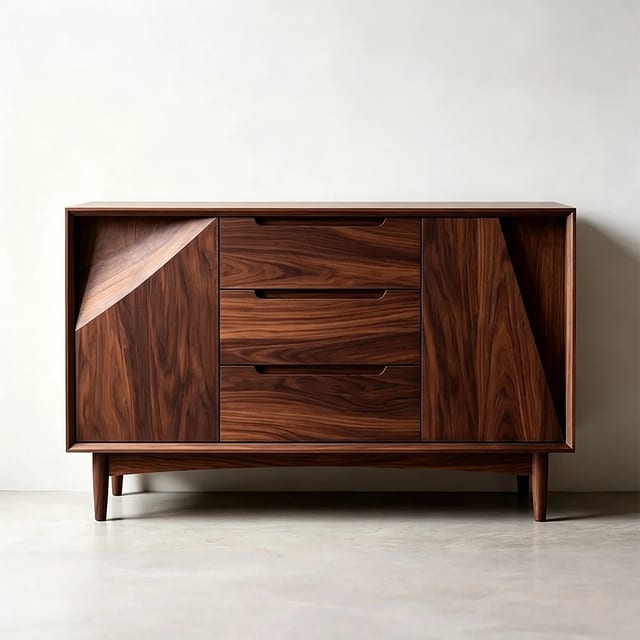 55.1" Mid-Century Modern Solid Wood Sideboard with Storage
