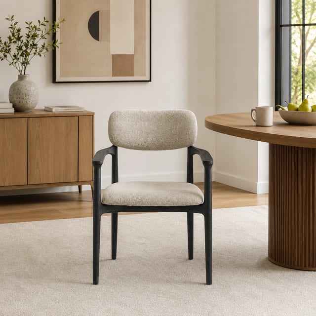 Minimalist Fabric Dining Chair with Arms