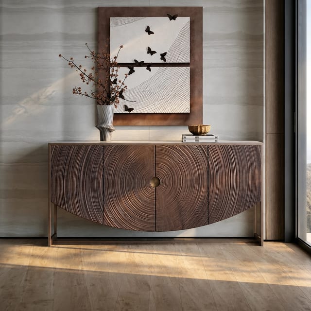 63" Modern Solid Wood Sideboard with Storage