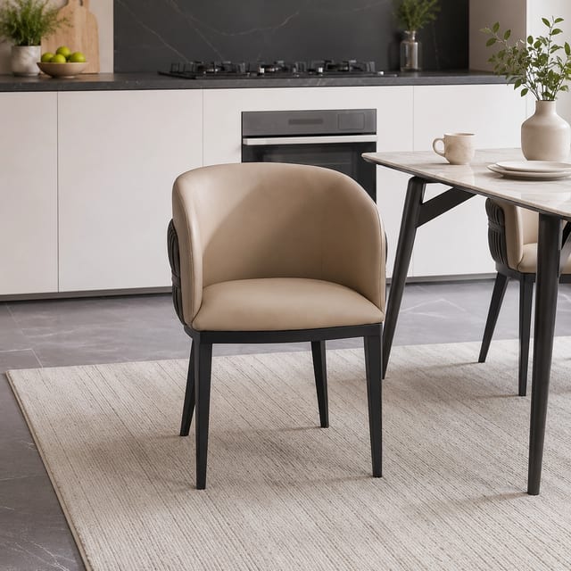 Mid-Century Modern Microfiber Curved Dining Chair