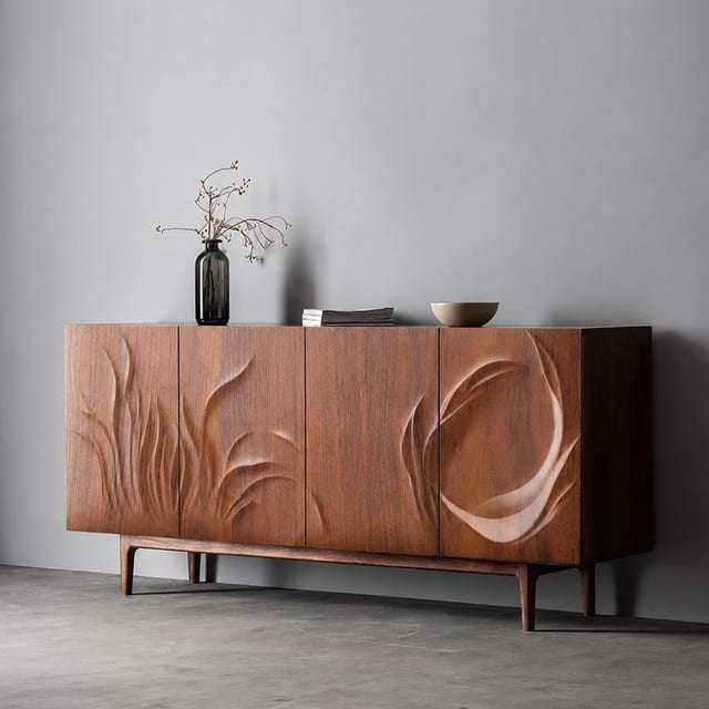 55.1" French Vintage Plywood Sideboard with Storage