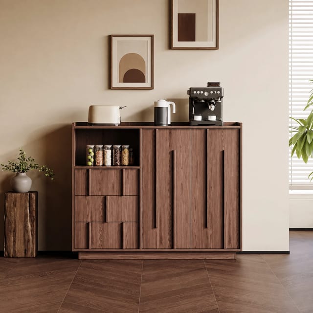 51.2" Japandi Solid Wood Sideboard with Drawers