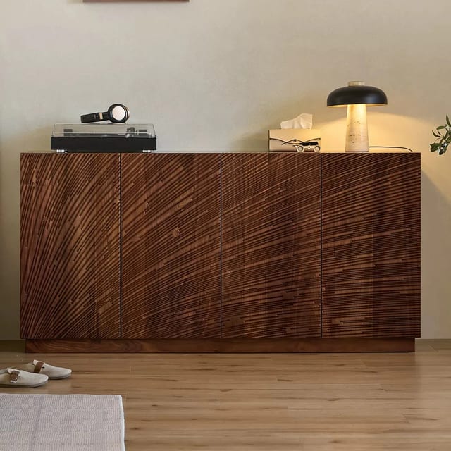 55.1" Mid-Century Modern Solid Wood Sideboard with Storage